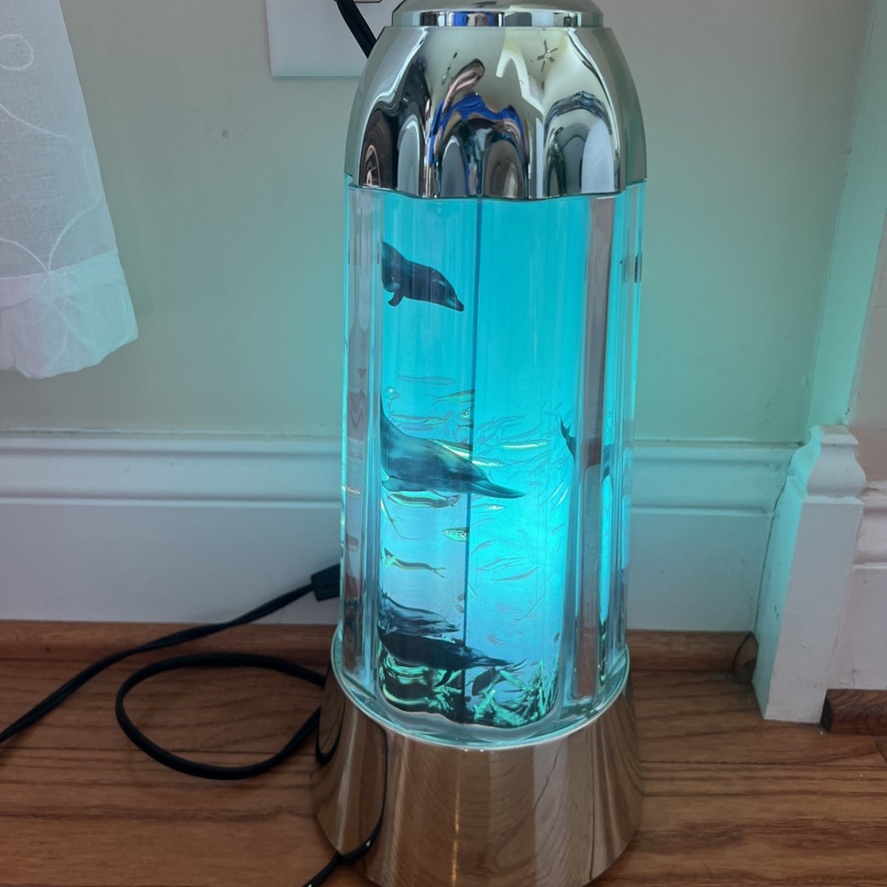 Vintage 1990s Rabbit Tanaka Dolphin Aquarium Rotating Lamp Night Light